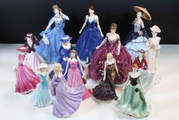 Collection of Royal Doulton, Royal Worcester and Coalport figures, to comprise La Belle Epoque