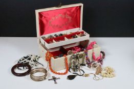 Collection of costume jewellery to include beaded necklaces, imitation pearls, cufflinks, bangles,