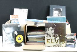 Large collection of Elvis Presley memorabilia comprising a framed portrait, 'The Illustrated