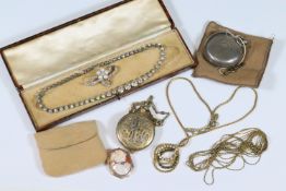 Collection of mixed costume jewellery and collectables to include cameo brooch, hallmarked silver '