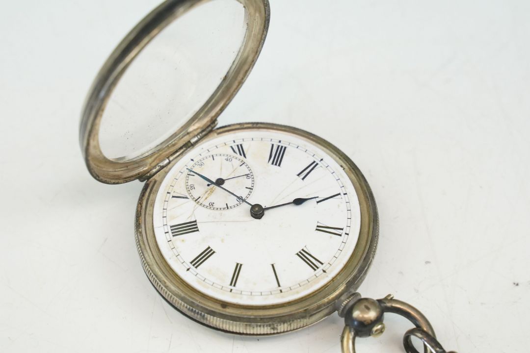 Pocket Watch Rome Continental silver cased pocket watch, stamped '0.935', the white ...