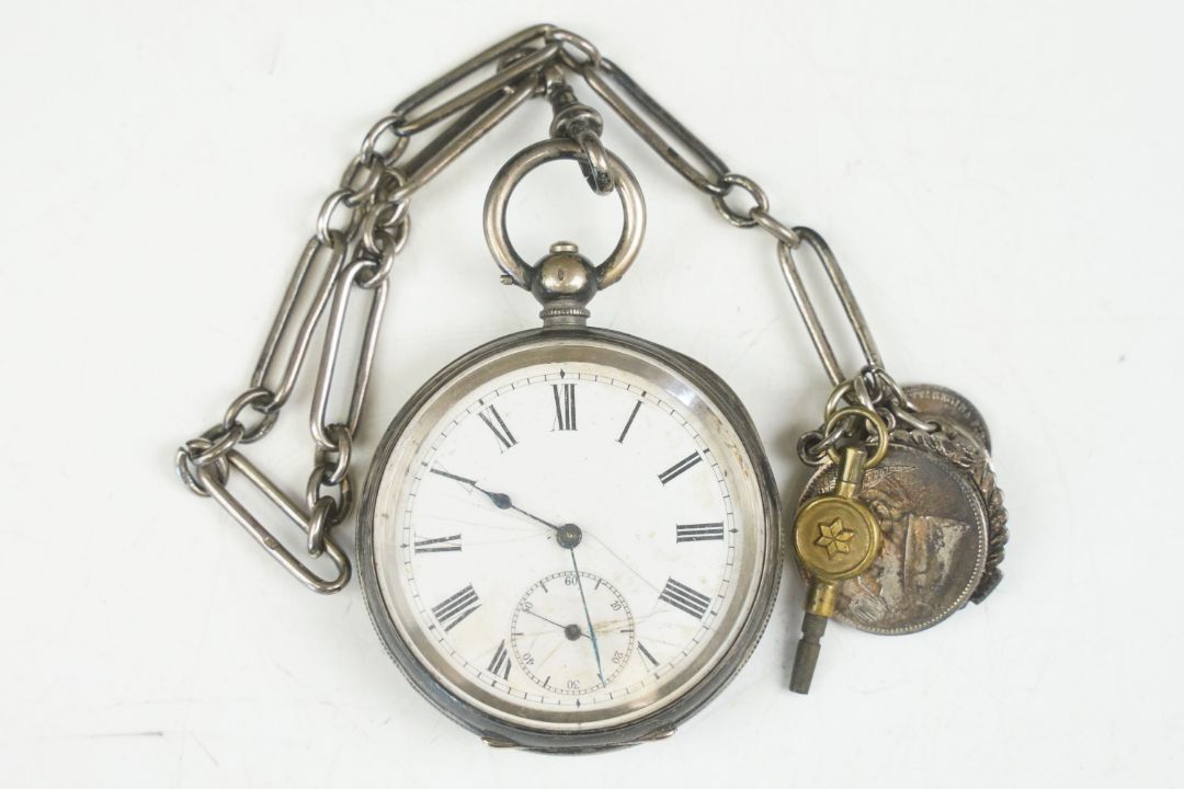 Pocket Watch Rome Continental silver cased pocket watch, stamped '0.935', the white ...