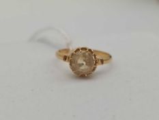 A CITRINE RING 22CT GOLD SIZE L 2.6 GMS