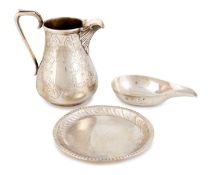 A small mixed lot of silver items, comprising: a George I pap boat, by Anthony Nelme, London 1719,