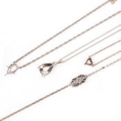 A SMALL GROUP OF FOUR PENDANT NECKLACE MOUNTS, comprising; a platinum pendant mount, to a fine