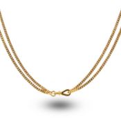 A CHINESE GOLD LONG GUARD CHAIN, composed of curb linking, Chinese marks, length 141cm, 47.7g
