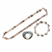 A SMALL COLLECTION OF GEORG JENSEN JEWELLERY, comprising; Georg Jensen, a silver butterfly necklace,