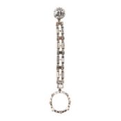 ONE DIAMOND-SET EARRING MOUNT, set with an old cushion-shaped diamond suspending an articulated drop