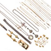 A LARGE SELECTION OF MODERN JEWELLERY, including a gold bangle set with simulant diamonds, stamped