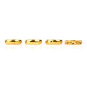 A COLLECTION OF CHINESE GOLD RINGS, comprising: three plain gold rings of expanding design, all with