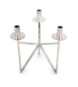 A modern silver candelabrum, maker's mark JP, Birmingham 1975, wirework frame with plain cylindrical