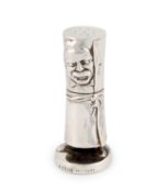 A novelty silver stamp moistener, by William Hutton and Sons, Sheffield 1912, modelled as a tied