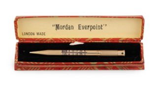 A 9-carat gold and enamel Mordan Everpoint calendar pencil, stamped Mordan Everpoint, Patent 307227,