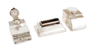 A Victorian silver glass stamp roller, by John Grinsell & Sons, London 1894, raised rectangular form