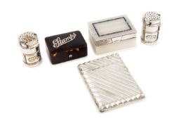 λ A silver-mounted white onyx stamp box, by George Betjemann & Sons, London 1922, plain