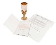 By Hector Miller for Aurum, a modern silver parcel-gilt commemorative goblet, London 1981, no.594,