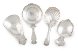 A collection of four antique silver caddy spoons, comprising: one by Smith & Fearn, London 1794,