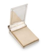By Asprey, a silver-mounted notepad, London 1935, rectangular form with engine-turned decoration,