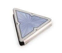 An early-20th century continental silver and enamel desk clip, imports marks for London 1912,