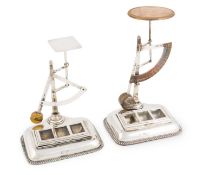 Two Edwardian silver letter scales, by Grey & Co., London 1902 and 1903, rounded rectangular form