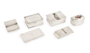 A collection of antique silver stamp boxes, comprising: one by William Richard Corke, London 1896,