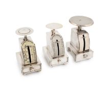 Three antique silver letter scales, by Levi & Salaman, Birmingham 1904 and 1905, rectangular form