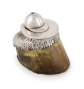 A Victorian silver-mounted hoof stamp box, by William Frederick Williams, London 1877, horse hoof