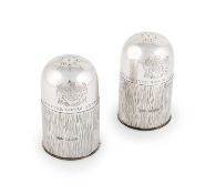 By Gerald Benney, a pair of modern silver salt and pepper pots, 'The Pepperer's Guild', London 1980,