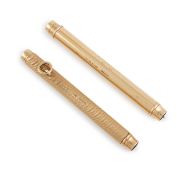 Two 9-carat gold drop-action pencils, by S. Mordan and Co., London 1931 and 1937, cylindrical