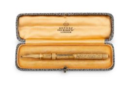 A Victorian 18-carat gold combination dip pen and pencil, by S. Mordan and Co. cylindrical form,