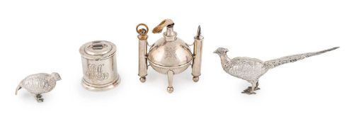 A Victorian silver table lighter, by Thornhill & Co, London 1883, circular form with a central