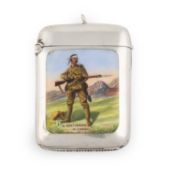 A late-Victorian silver and enamel vesta case, Boer War interest, by Saunders & Shepherd, Birmingham