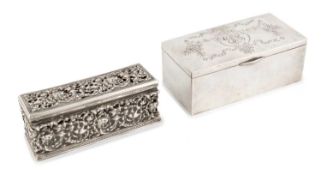 An early-20th century American silver stamp box, by Gorham, New York circa 1910, plain rectangular