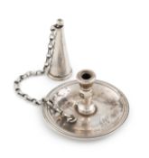 A small George III silver travelling taperstick, by Phipps & Robinson, London circa 1790, circular