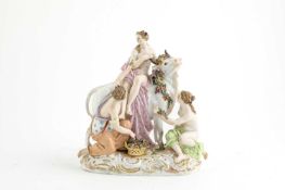 A MEISSEN GROUP OF EUROPA AND THE BULL AFTER J J KÄNDLER, 19TH CENTURY Europa seated on the back