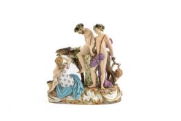 A MEISSEN GROUP OF THE DRUNKEN SILENUS REWORKED FROM A MODEL BY J J KÄNDLER, 19TH CENTURY the god