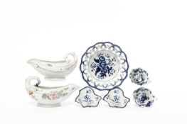 A COLLECTION OF WORCESTER PORCELAIN LATE 18TH CENTURY to include: a basket in the Pinecone
