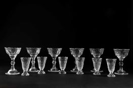 A SET OF SIX JELLY GLASSES 19TH CENTURY each of flaring form with cut and polished decoration,