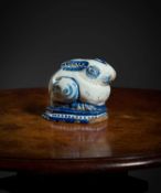 A RARE DELFTWARE HARE OR LEVERET DUTCH OR ENGLISH, 18TH CENTURY cast in the solid, modelled