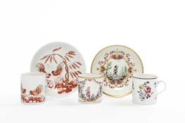 A DOCCIA COFFEE CAN AND SAUCER C.1765-70 painted in the Meissen manner, the cup with a maiden before