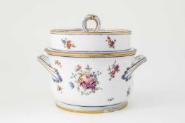 A SEVRES-STYLE ICE PAIL (SEAUX A GLACE) AND COVER 19TH CENTURY painted with flower sprays with