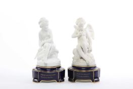 A NEAR PAIR OF SEVRES BISQUE FIGURES OF CUPID AND PSYCHE AFTER FALCONET, LATE 19TH CENTURY each