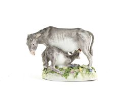 AN UNUSUAL MEISSEN GROUP OF A DONKEY AND HER FOAL C.1740-50 modelled by J J Kändler, the jenny