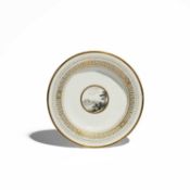 A RUSSIAN IMPERIAL PORCELAIN SOUP PLATE 2ND HALF 18TH CENTURY the well painted with a landscape