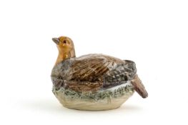 A MEISSEN 'PARTRIRDGE' TUREEN AND COVER MID-18TH CENTURY naturalistically modelled and enamelled,