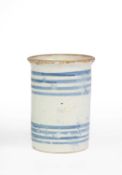 A DELFTWARE DRUG OR APOTHECARY JAR PROBABLY LONDON, MID-18TH CENTURY of cylindrical form painted