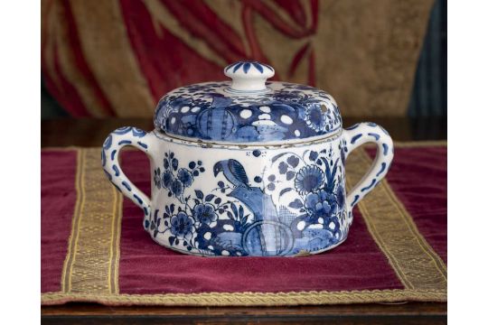A delftware twin-handled pot with cover, probably English, circa 1670 ...
