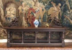 A rare Charles I joined oak long table, with unusual under-frame, probably West Country, dated 1636