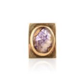 A BLUE JOHN-SET GOLD RING, C1970