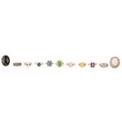 A COLLECTION OF 11 GEM-SET RINGS
